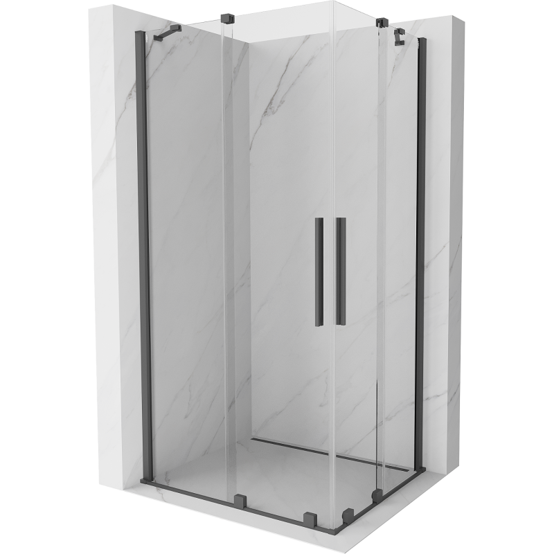 Mexen Velar Duo stumdomos dušo kabina 100 x 90 cm, permatoma, gun gray šlifuotas - 871-100-090-02-66
