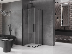 Mexen Velar Duo stumdoma dušo kabina 90 x 90 cm, Skaidrus, Juodas - 871-090-090-02-70