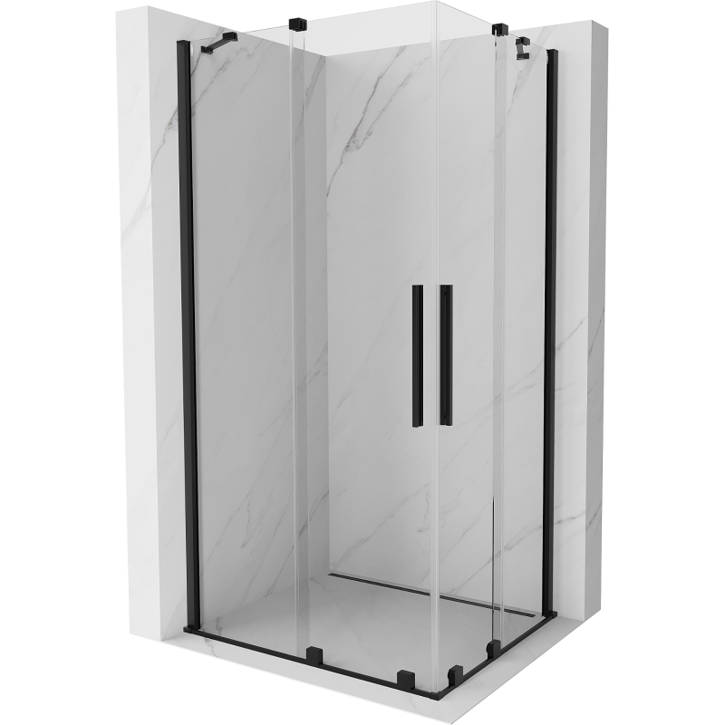 Mexen Velar Duo stumdomas dušo kabina 90 x 80 cm, permatomas, juodas - 871-090-080-02-70