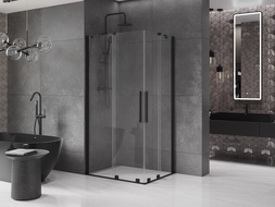 Mexen Velar Duo stumdomoji dušo kabina 100 x 90 cm, skaidri, juoda - 871-100-090-02-70