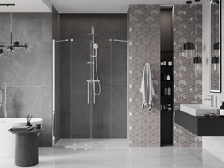 Mexen Velar Duo stumdomos dušo durys 140 cm, permatomos, chromas - 871-140-000-02-01