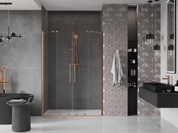 Mexen Velar Duo stumdomos dušo durys 150 cm, Skaidrus, varis šlifuotas - 871-150-000-02-65