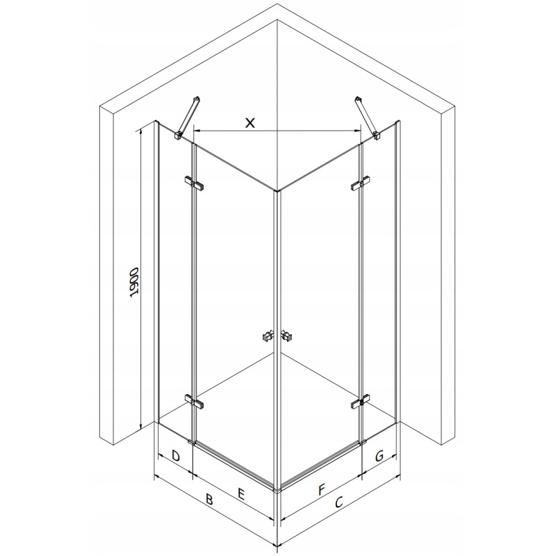Mexen Roma Duo varstoma dušo kabina 80 x 80 cm, skaidri, auksinė + Flat padėklas - 854-080-080-50-02-4010G