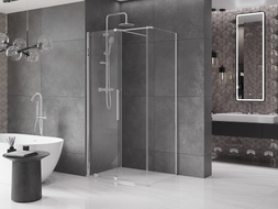 Mexen Velar 90 x 75 cm slankiojamos dušo kabinos, skaidrus, chromas - 871-090-075-01-01