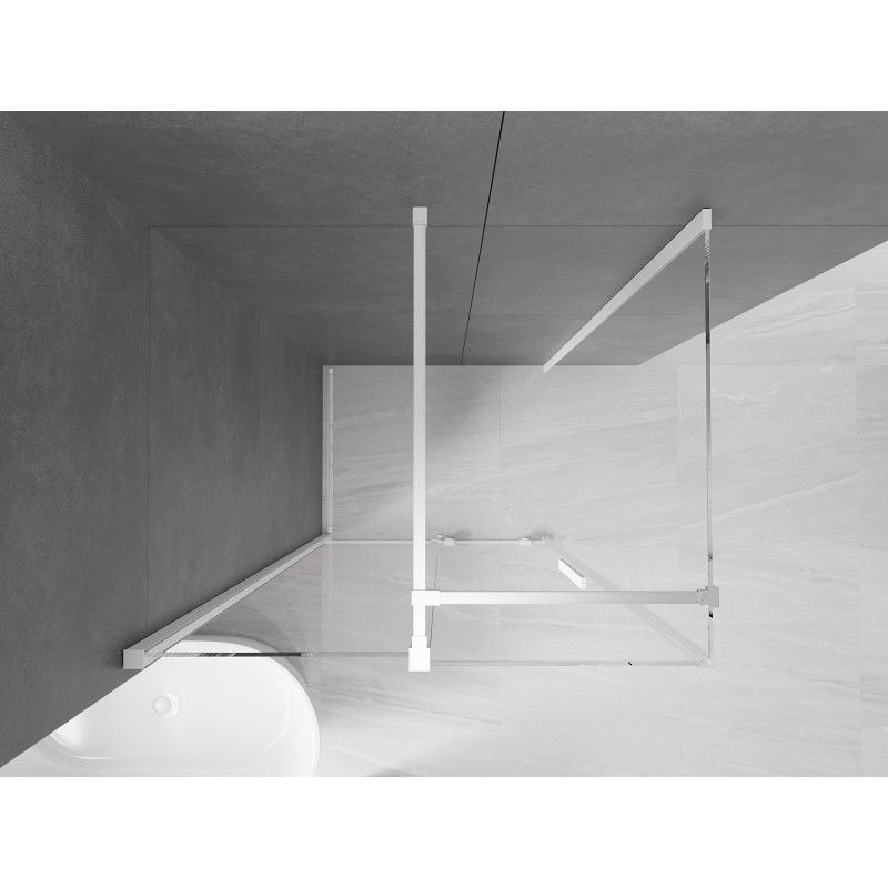 Mexen Velar slankiojančios dušo durys 100 x 110 cm, permatomos, baltos - 871-100-110-01-20