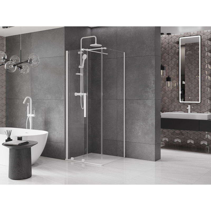 Mexen Velar 90 x 90 cm stumdomas dušo kabinas, skaidrus, baltas - 871-090-090-01-20