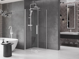 Mexen Velar 90 x 90 cm stumdomas dušo kabinas, skaidrus, baltas - 871-090-090-01-20