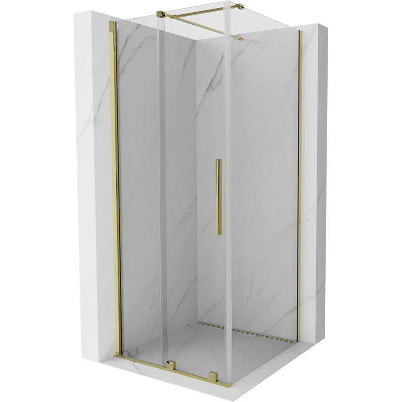 Mexen Velar stumdomoji dušo kabina 90 x 90 cm, permatoma, aukso spalvos - 871-090-090-01-50