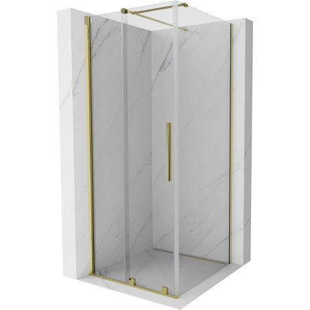 Mexen Velar stumdomoji dušo kabina 90 x 90 cm, permatoma, aukso spalvos - 871-090-090-01-50