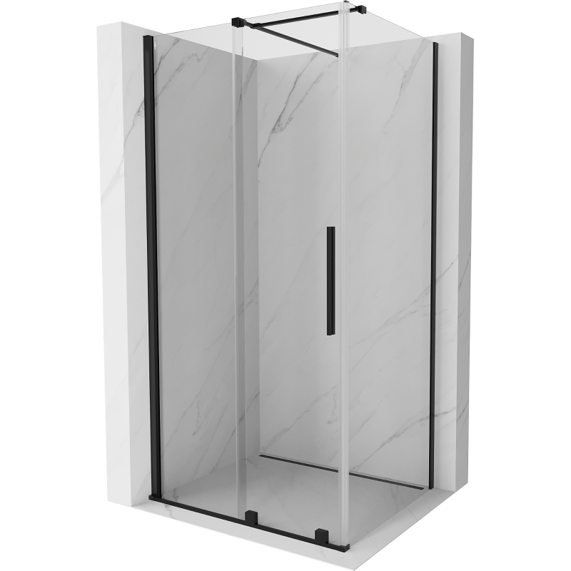 Mexen Velar stumdomos dušo durys 90 x 85 cm, skaidrios, juodos - 871-090-085-01-70