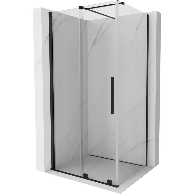 Mexen Velar stiklinė dušo kabina 120 x 110 cm, permatoma, juoda - 871-120-110-01-70