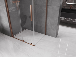 Mexen Velar slankiojanti dušo kabina 90 x 100 cm, permatoma, rožinis auksas - 871-090-100-01-60