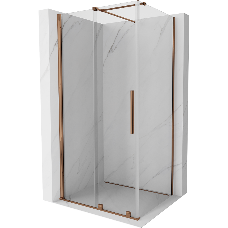 Mexen Velar stumdomos dušo durys 100 x 90 cm, skaidrios, rausvo aukso spalvos - 871-100-090-01-60
