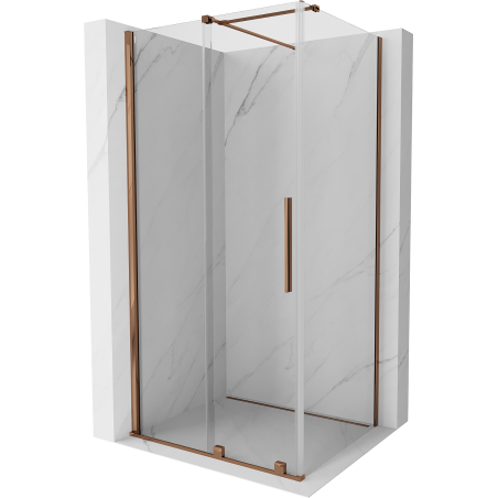 Mexen Velar stumdomos dušo durys 100 x 90 cm, skaidrios, rausvo aukso spalvos - 871-100-090-01-60