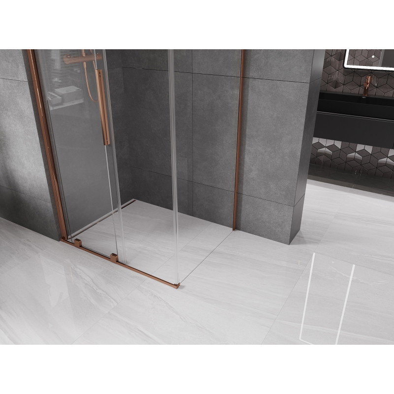 Mexen Velar stumdomas dušo kabina 110 x 85 cm, skaidrus, rožinis auksas - 871-110-085-01-60