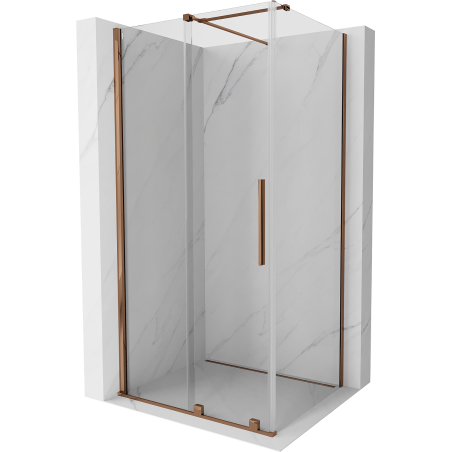 Mexen Velar stiklinė dušo kabina 130 x 85 cm, permatoma, rausvas auksas - 871-130-085-01-60
