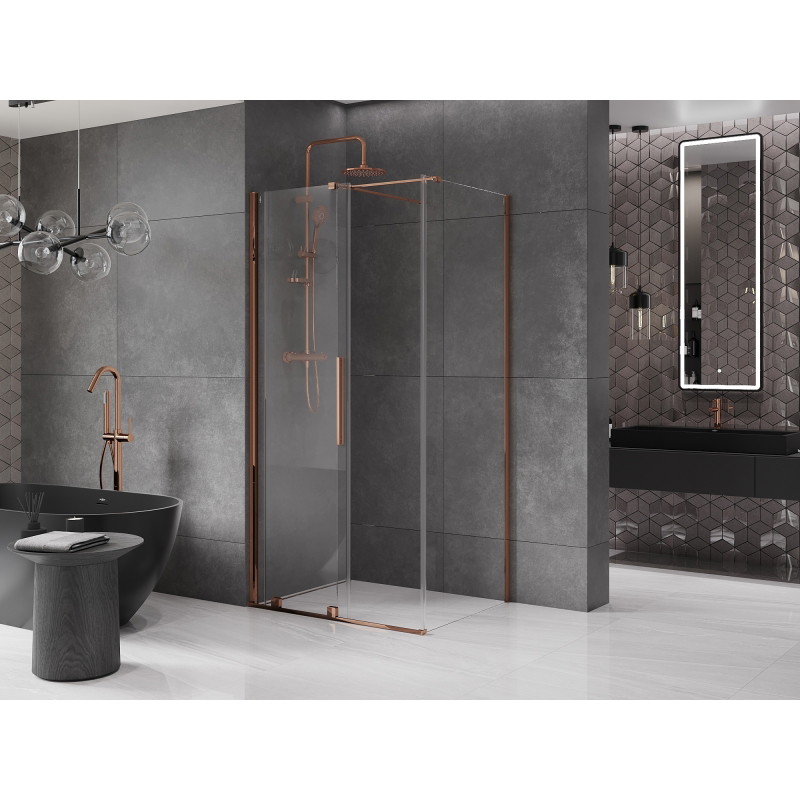 Mexen Velar stumdomos dušo kabinos 130 x 100 cm, skaidri, rožinis auksas - 871-130-100-01-60