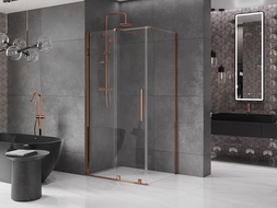 Mexen Velar stumdomas dušo kabinas 140 x 90 cm, skaidrus, rožinis auksas - 871-140-090-01-60