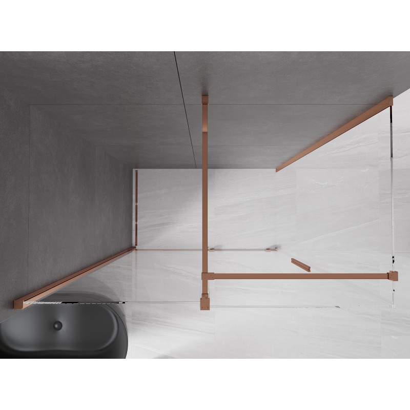 Mexen Velar stumdomas dušo kampas 130 x 70 cm, skaidrus, rožinis auksas - 871-130-070-01-60