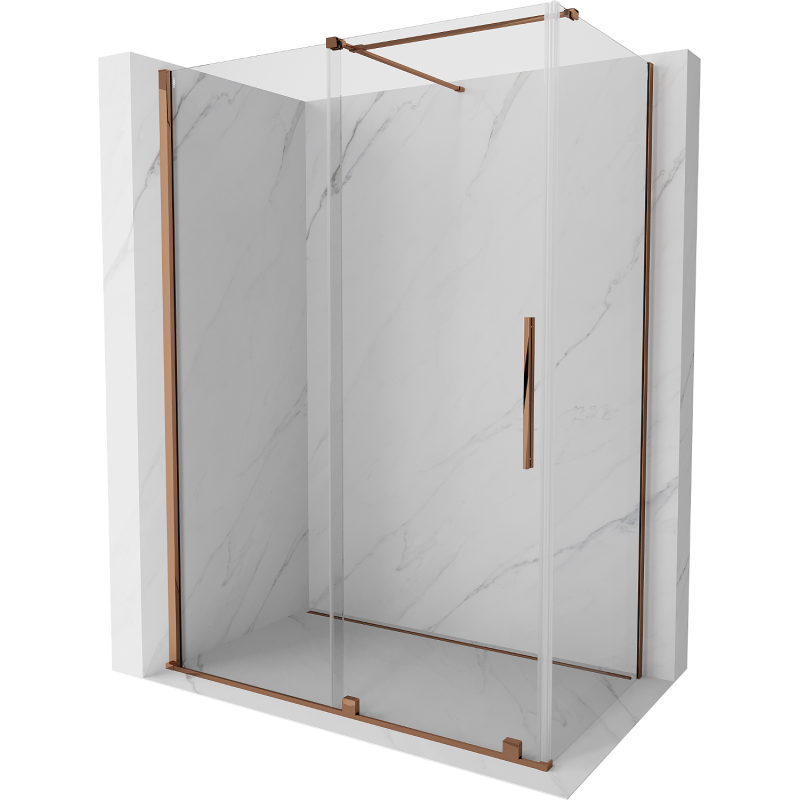 Mexen Velar stumdomas dušo kabinas 160 x 90 cm, permatomas, rausvas auksas - 871-160-090-01-60