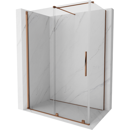 Mexen Velar stumdomas dušo kabinas 160 x 90 cm, permatomas, rausvas auksas - 871-160-090-01-60