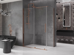 Mexen Velar stumdomas dušo kabinas 160 x 90 cm, permatomas, rausvas auksas - 871-160-090-01-60