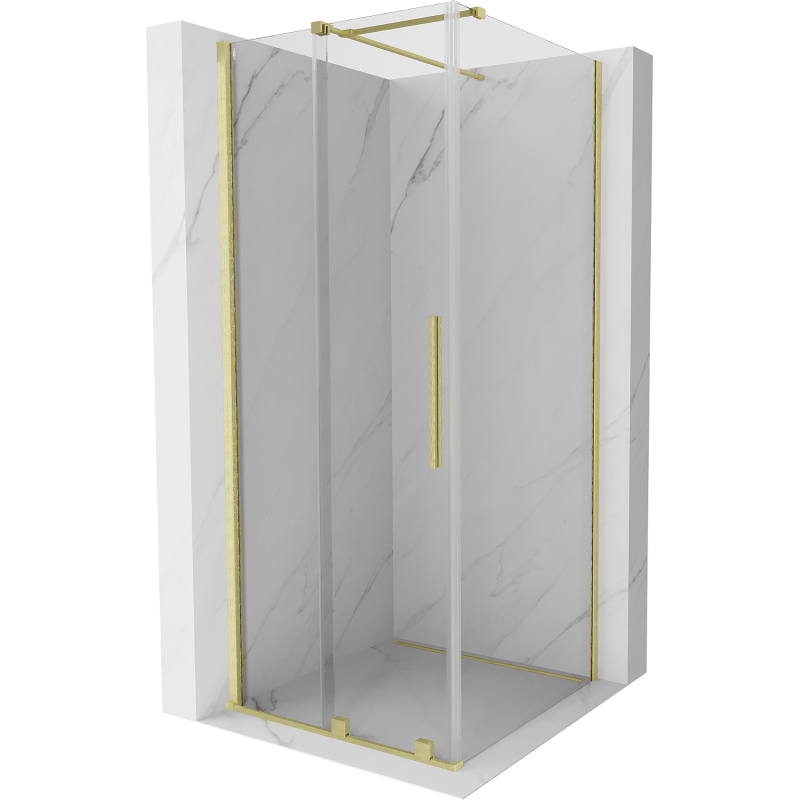 Mexen Velar stumdoma dušo kabina 90 x 90 cm, Skaidrus, šlifuotas auksas - 871-090-090-01-55