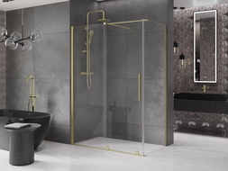 Mexen Velar stumdoma dušo kabina 150 x 85 cm, Skaidrus, šlifuotas auksas - 871-150-085-01-55