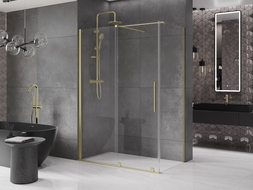 Mexen Velar stumdoma dušo kabina 150 x 90 cm, Skaidrus, šlifuotas auksas - 871-150-090-01-55
