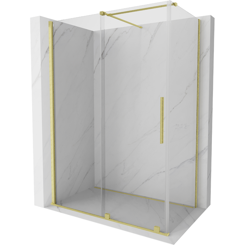 Mexen Velar slankiojamasis dušo kabinas 160 x 75 cm, skaidrus, šlifuotas auksas - 871-160-075-01-55
