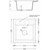 Mexen Vito vienguba granitinė plautuvė 520 x 490 mm, Pilka - 6503521000-71