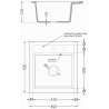 Mexen Vito vienguba granitinė plautuvė 520 x 490 mm, Juoda/Sidabrinis metallic - 6503521000-73