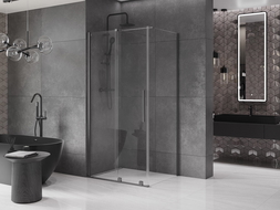 Mexen Velar stumdoma dušo kabina 110 x 85 cm, Skaidrus, gun gray šlifuotas - 871-110-085-01-66