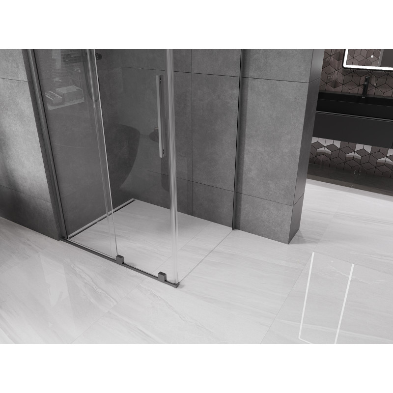 Mexen Velar slankiojančio dušo kabina 120 x 80 cm, skaidri, šlifuota pilko metalo spalva - 871-120-080-01-66