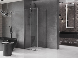 Mexen Velar stumdoma dušo kabina 90 x 90 cm, Skaidrus, gun gray šlifuotas - 871-090-090-01-66