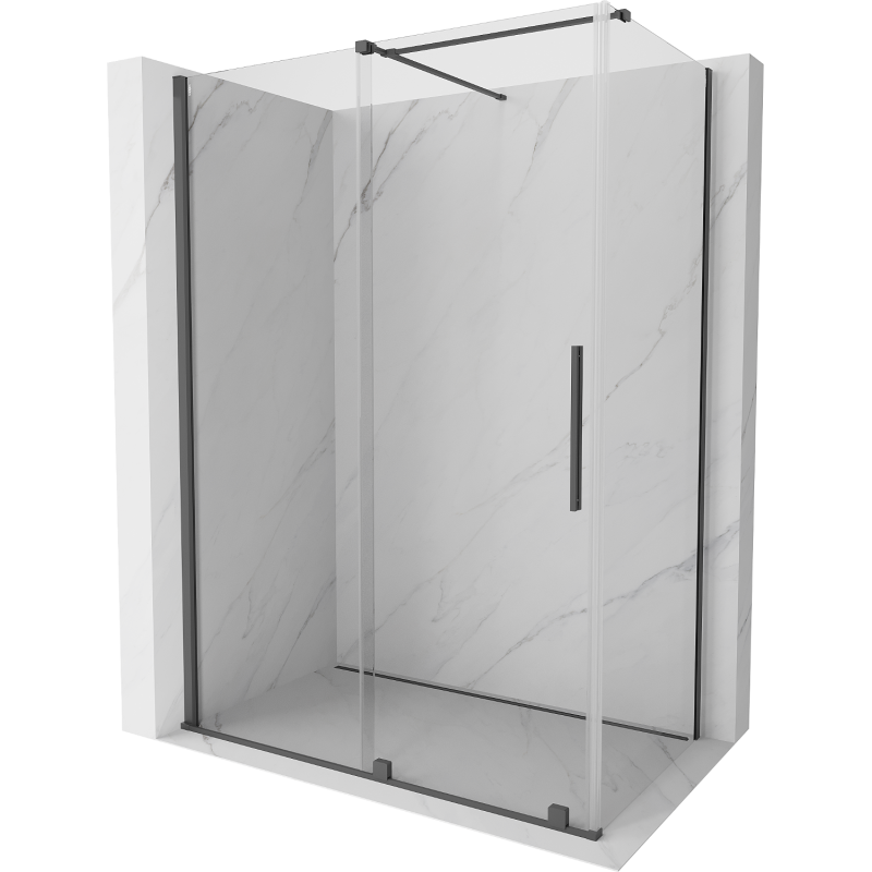 Mexen Velar stumdomos dušo kabinos 150 x 80 cm, permatomas, gun gray šlifuotas - 871-150-080-01-66