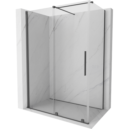Mexen Velar stumdomos dušo kabinos 150 x 80 cm, permatomas, gun gray šlifuotas - 871-150-080-01-66