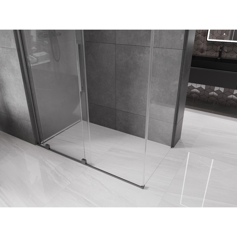 Mexen Velar stumdomas dušo kabinas 150 x 80 cm, permatomas, metalinės pilkos spalvos - 871-150-080-01-66
