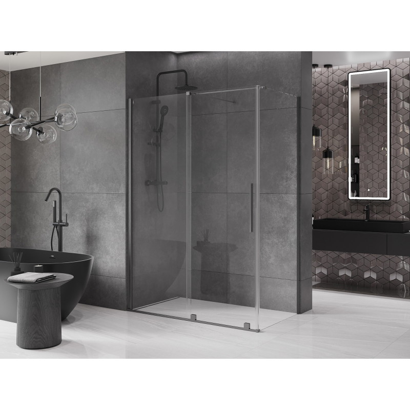 Mexen Velar stumdomas dušo kabinas 150 x 80 cm, permatomas, metalinės pilkos spalvos - 871-150-080-01-66
