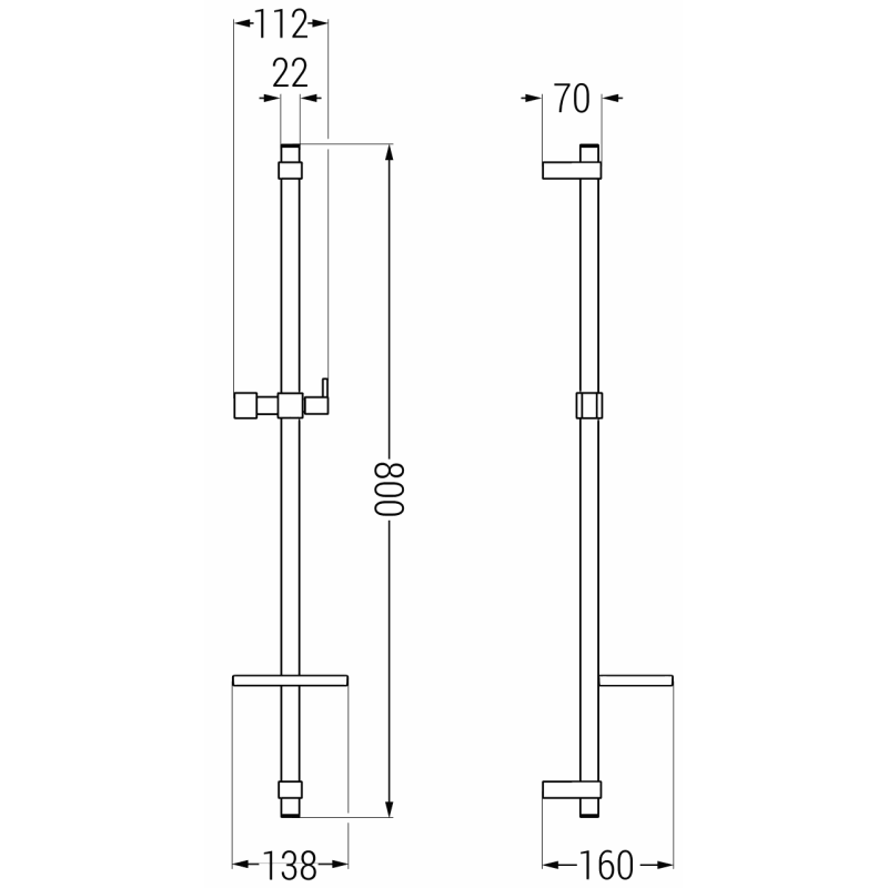 Mexen DQ dušo strypas su muiline 80 cm, chromas - 79381-00
