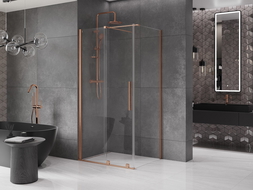 Mexen Velar stumdomas dušo kabinas 130 x 80 cm, skaidrus, šlifuotas varis - 871-130-080-01-65