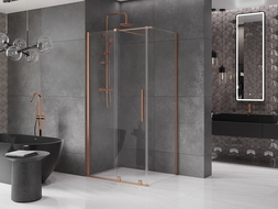 Mexen Velar stumdoma dušo kabina 130 x 90 cm, permatoma, šlifuotas varis - 871-130-090-01-65