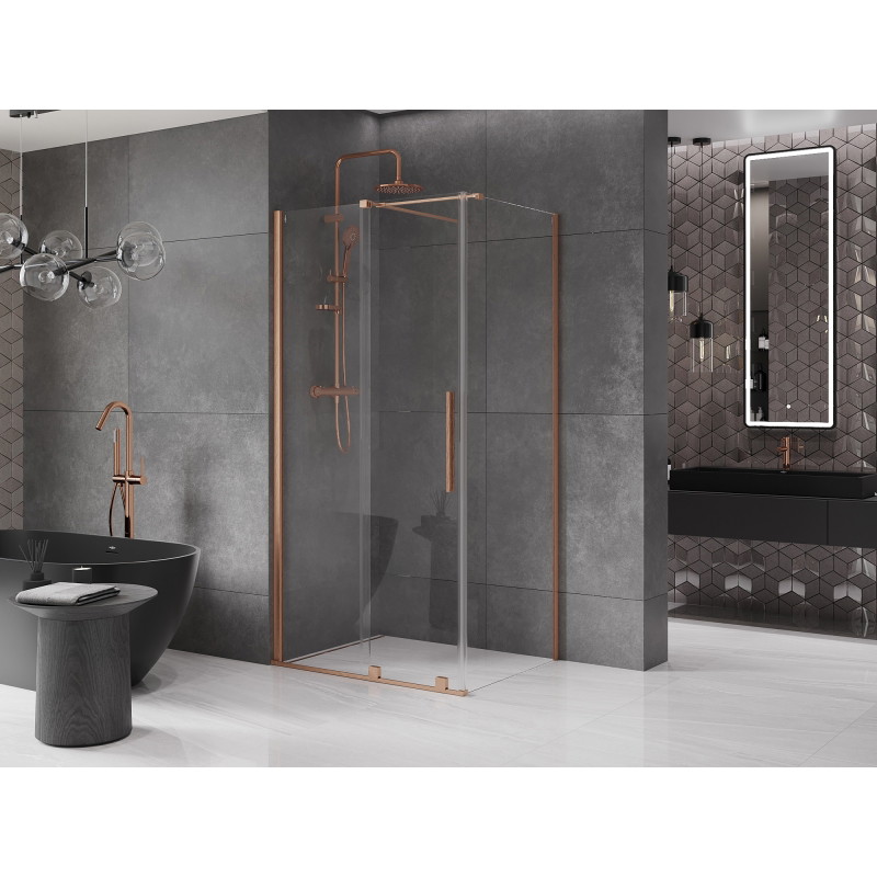 Mexen Velar stumdomas dušo kabina 140 x 100 cm, skaidri, šlifuotas varis - 871-140-100-01-65