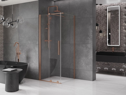 Mexen Velar stumdomas dušo kabinas 90 x 90 cm, skaidrus, šlifuotas varis - 871-090-090-01-65