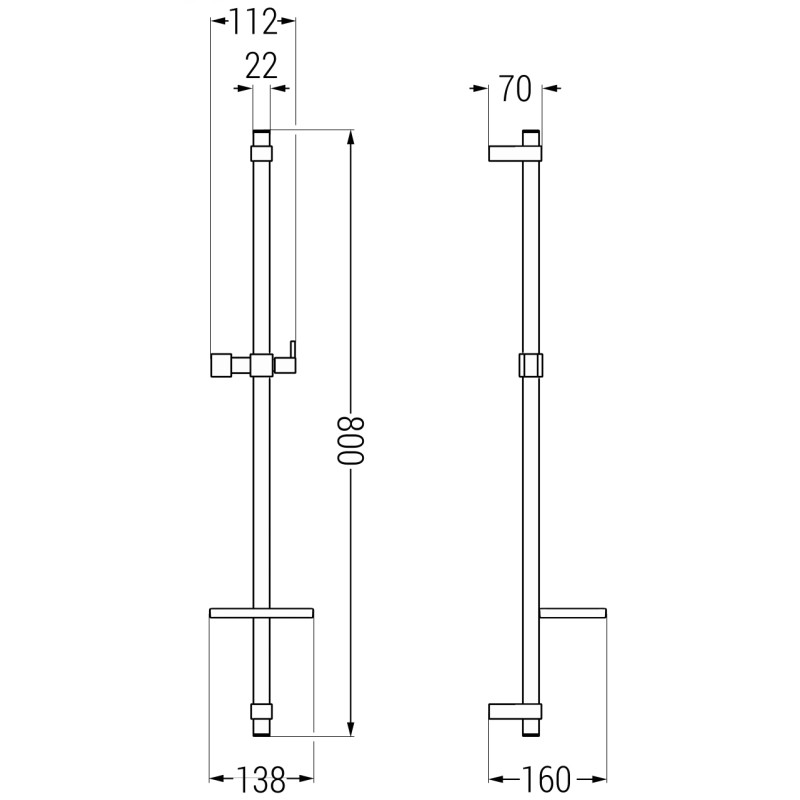 Mexen DQ dušo strypas su muiline 80 cm, šlifuotas ginklas pilkas - 79381-66