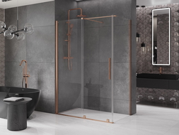 Mexen Velar stumdoma dušo kabina 150 x 80 cm, permatoma, šlifuotas varis - 871-150-080-01-65