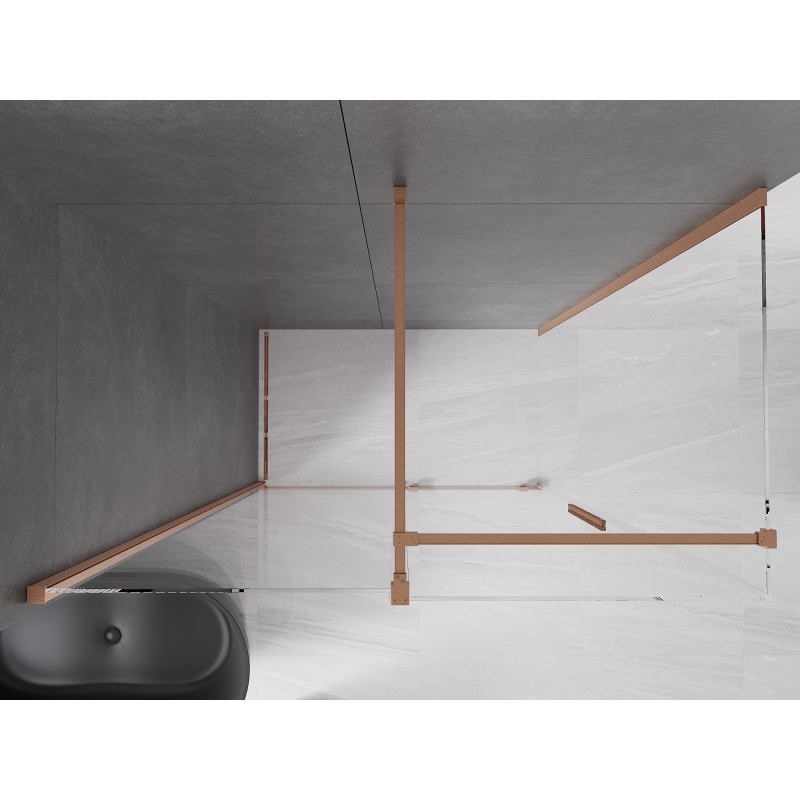 Mexen Velar stumdomoji dušo kabina 160 x 75 cm, skaidri, šlifuotas varis - 871-160-075-01-65