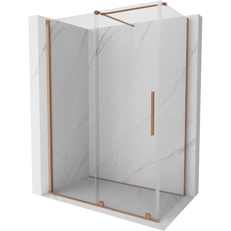 Mexen Velar stumdomas dušo kabina 160 x 85 cm, skaidri, šlifuotas varis - 871-160-085-01-65