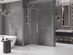 Mexen Velar stumdomas Walk-in dušo kabina 80 x 200 cm, skaidrus 8 mm, chrom - 871-080-000-03-01