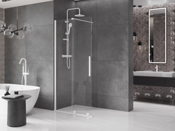 Mexen Velar Stumdomoji dušo sienelė Walk-in 90 x 200 cm, skaidri 8 mm, balta - 871-090-000-03-20